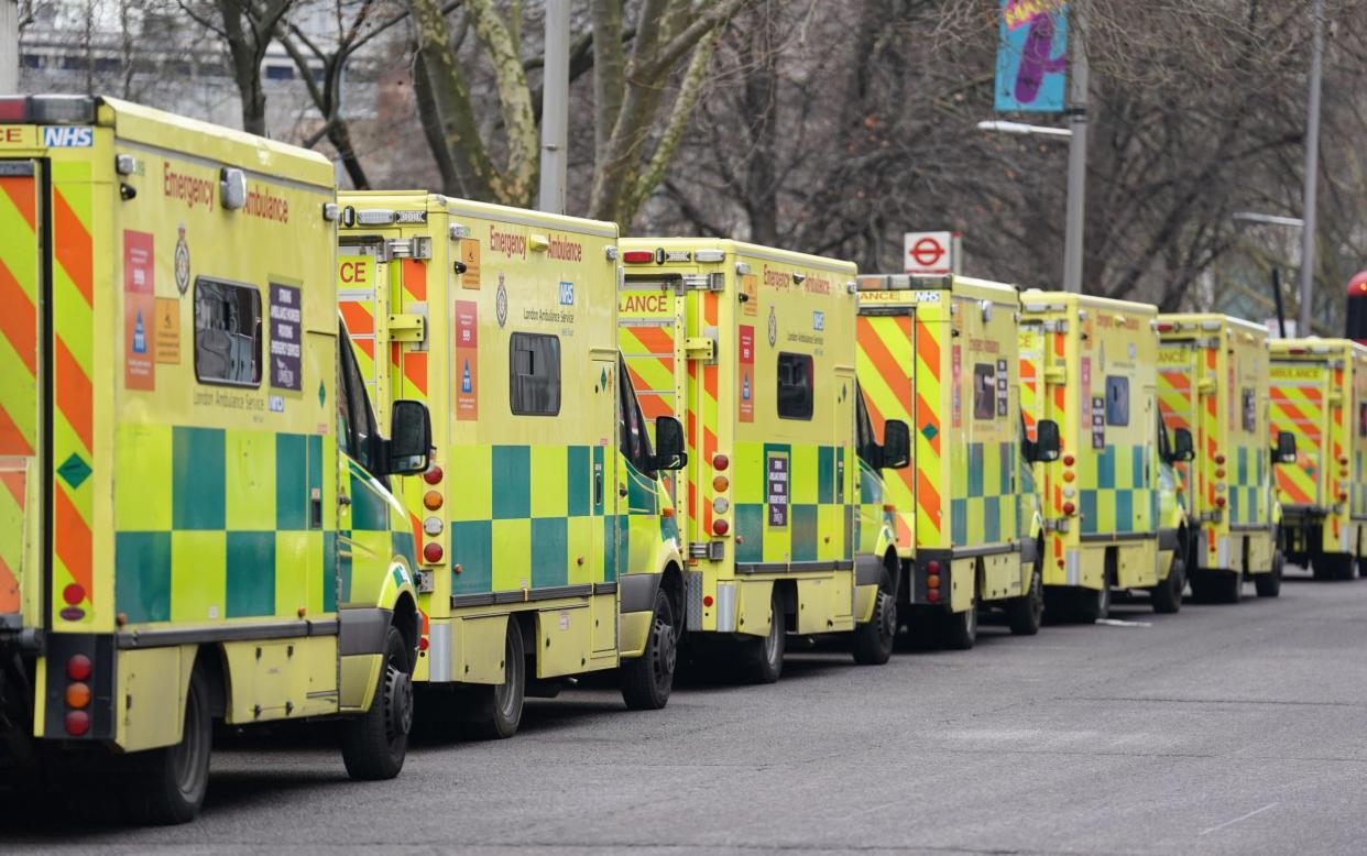 Ambulances parked outside London Ambulance Service NHS Trust control room in Waterloo, London, as "clique" ambulance staff have been criticised in a new report which suggests that target-driven cultures could be having a negative impact on ambulance trusts "just as it did at Mid Staffs". PA Photo. Issue date: Thursday February 23, 2023. A national guardian has warned of negative cultures in trusts preventing workers from raising concerns as she called for a "cultural review" of ambulance organisations. - Kirsty O'Connor/PA