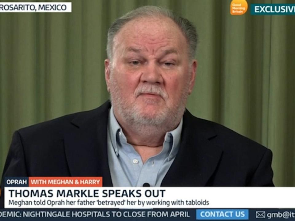 Thomas Markle, el padre de Meghan Markle, habla con Good Morning Britain sobre la entrevista de su hija con Oprah Winfrey (Good Morning Britain)
