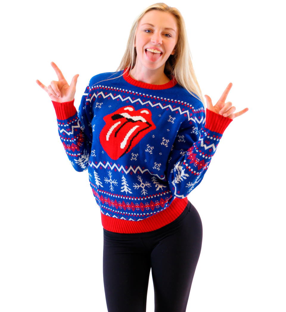 Before you immediately click on <a href="http://www.uglychristmassweater.com/product/rolling-stones-ugly-christmas-sweater/" target="_blank">this link</a> to purchase this, just remember: There is no way Mick Jagger or Keith Richards would ever wear this. Definitely not Charlie Watts or Ron Wood either. Bill Wyman might, but he's not in the band anymore.<a href="http://www.uglychristmassweater.com/product/rolling-stones-ugly-christmas-sweater/"><br /><br /></a>