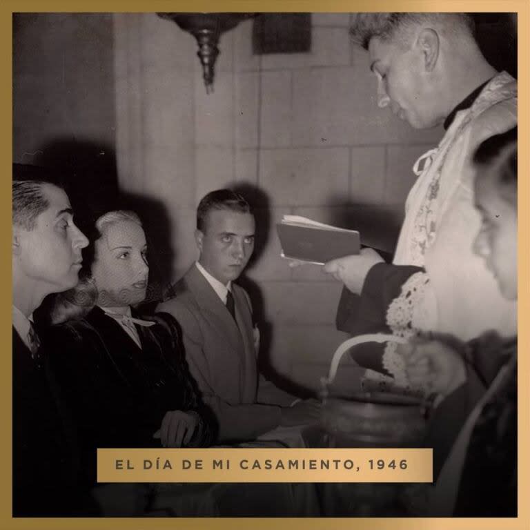 Mirtha Legrand, el día de su casamiento, en 1946, en la iglesia San Martín de Tours