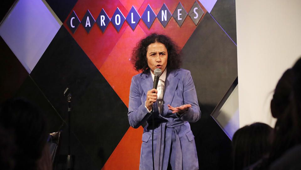 NEW YORK, NEW YORK - OCTOBER 03: Ilana Glazer performs on stage during Ms. Foundation For Women's 25th Comedy Night At Carolines on Broadway at Caroline's Comedy Club on October 03, 2022 in New York City. (Photo by Astrid Stawiarz/Getty Images for Ms. Foundation for Women)