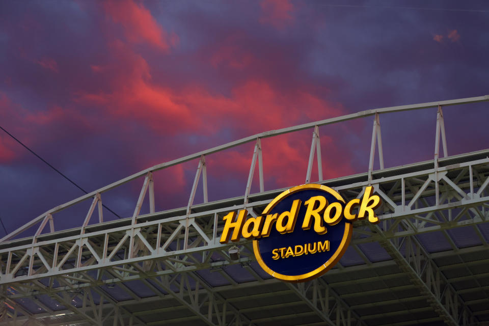 MIAMI GARDENS, FLORIDA – DECEMBER 30: A general view of the signage during the Capital One Orange Bowl between the Georgia Bulldogs and the Florida State Seminoles at Hard Rock Stadium on December 30, 2023 in Miami Gardens, Florida. (Photo by Megan Briggs/Getty Images)