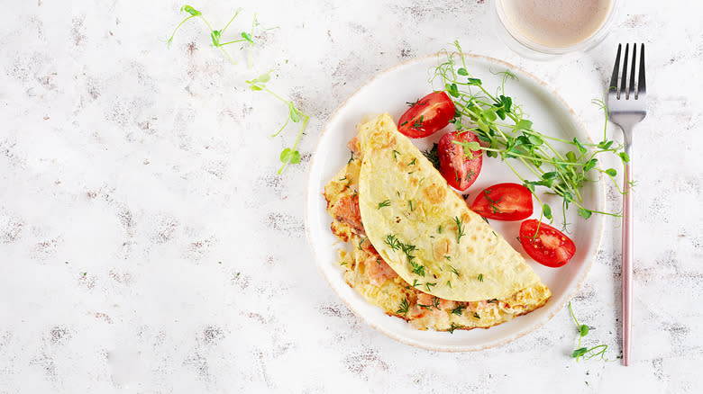 Folded quesadilla with omelet