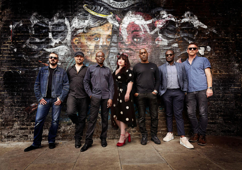 The Amy Winehouse band, with Dale Davis fifth from left (Picture: Press)