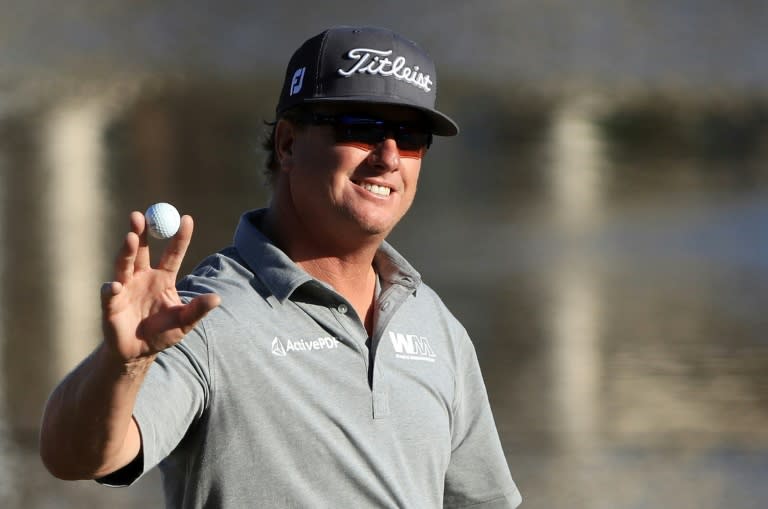 Charley Hoffman of the United States reacts after putting for birdie on the 18th green during the third round of the Arnold Palmer Invitational Presented By MasterCard at Bay Hill Club and Lodge on March 18, 2017