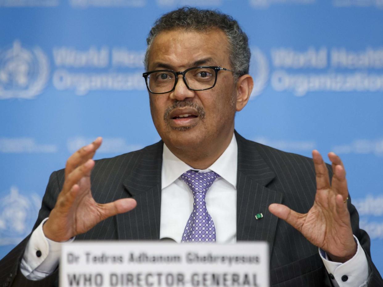 Tedros Adhanom Ghebreyesus, director-general of the WHO, informs the media about the last updates regarding on the novel coronavirus COVID-19: EPA