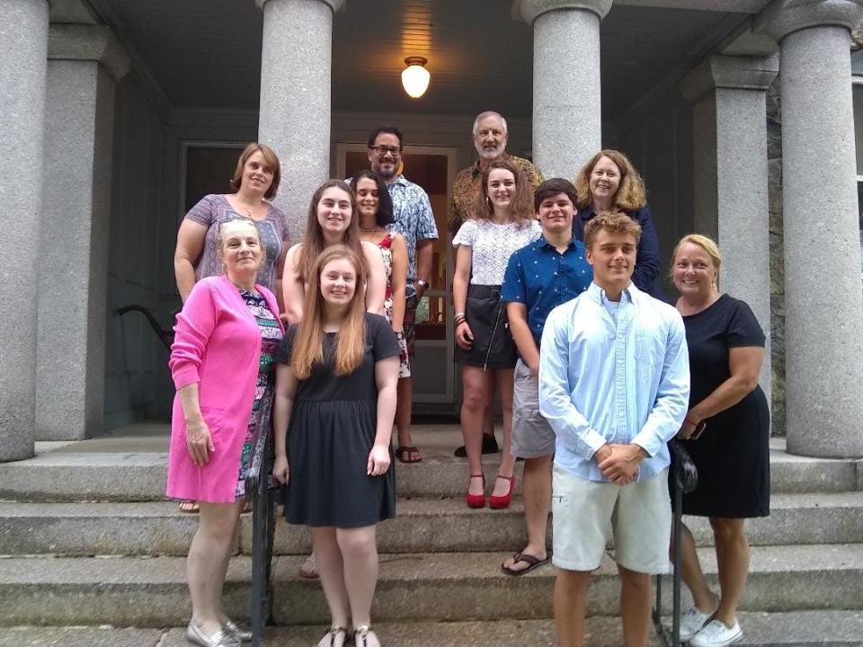 Past Foote Scholarship recipients, parents and Bruce Kerr, President, Stratham Historical Society