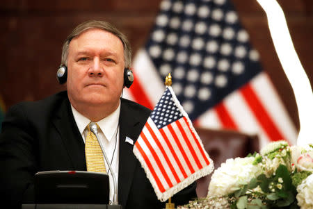 U.S. Secretary of State Mike Pompeo is seen during a news conference with Kuwait's Foreign Minister Sheikh Sabah Al-Khalid Al-Sabah (not pictured) in Kuwait City, Kuwait March 20, 2019. REUTERS/Jim Young/Pool