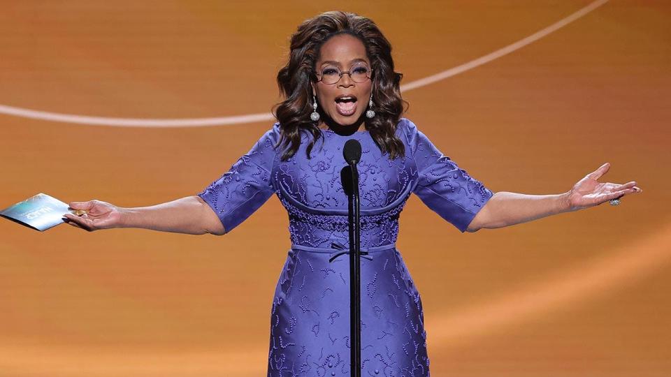 Oprah on stage speaking