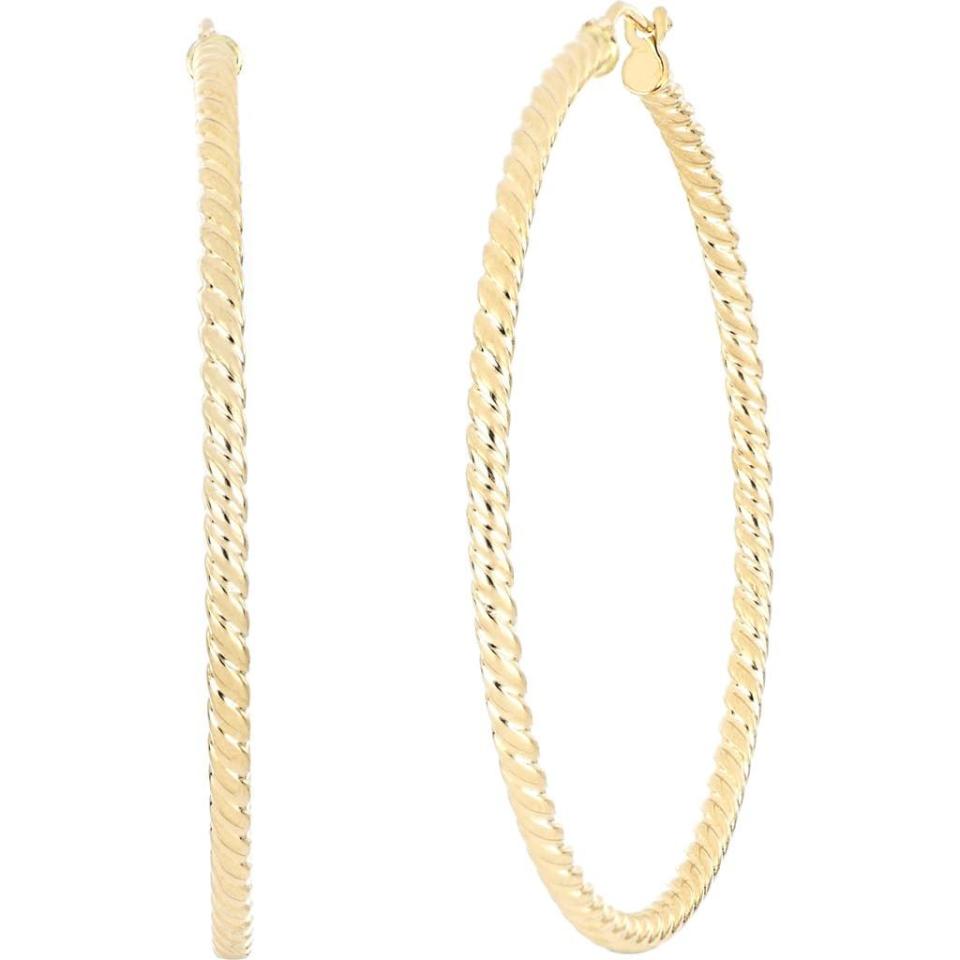 22) 14K Gold Twisted Hoop Earrings