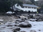 <p>Scene from the 300 block of Hot Springs Road in Montecito, Calif., following debris and mud flow due to heavy rain on Jan. 9, 2018. (Photo: Mike Eliason/Santa Barbara County Fire Department via Twitter) </p>