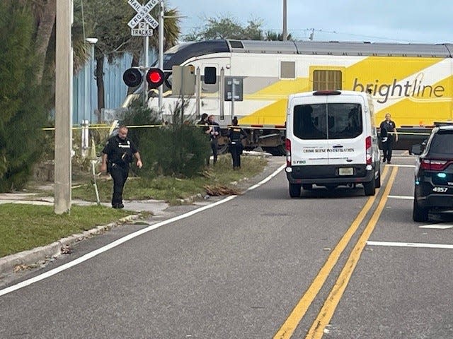 Melbourne police investigating a Brightline train-pedestrian accident at crossing near Fee Avenue