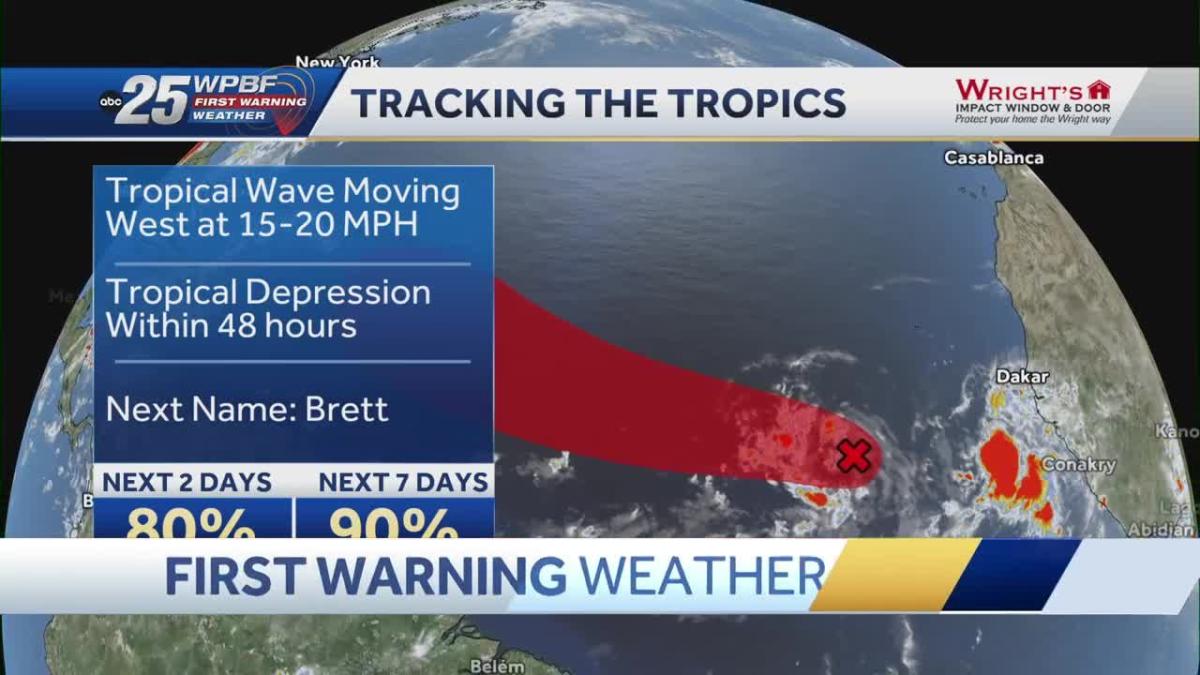 Invest 92L showing signs of organization, has 90 chance of tropical