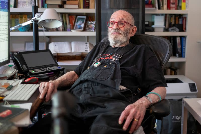 FILE PHOTO: AIDS activist and author Larry Kramer poses for a portrait in his apartment in New York