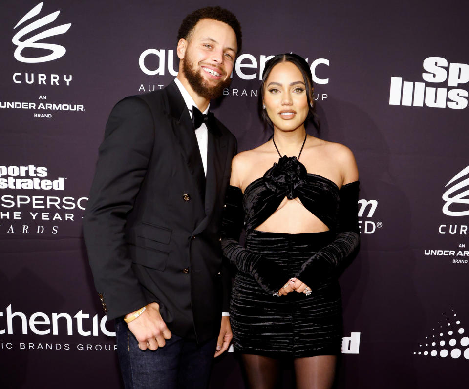 <p>Stephen Curry and wife Ayesha Curry look sleek while attending the 2022 Sports Illustrated Sportsperson of the Year Awards at The Regency Ballroom in San Francisco on Dec. 8. </p>