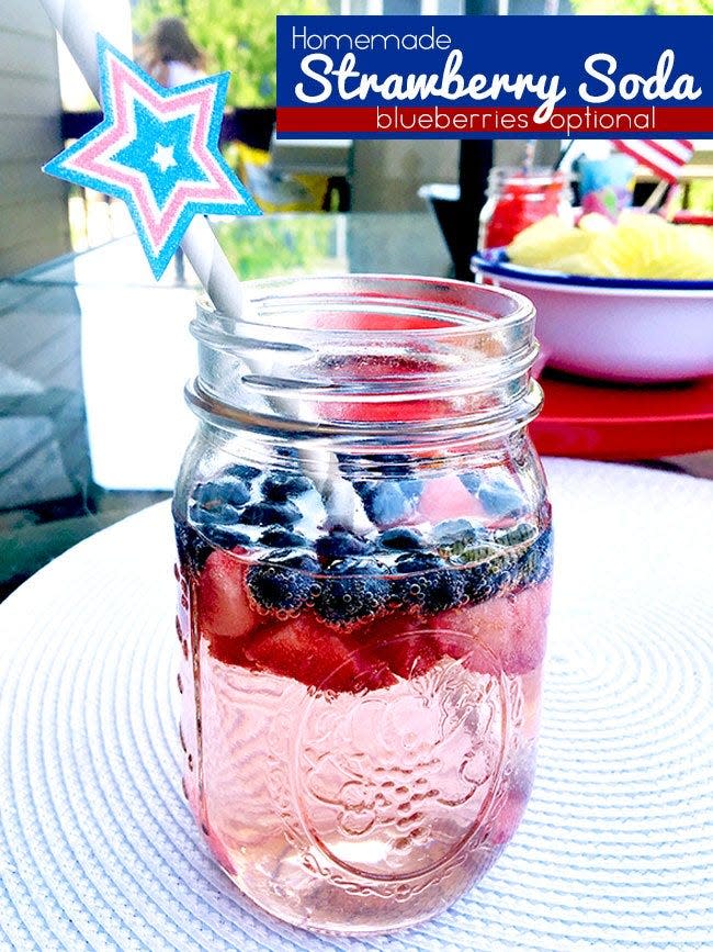 Patriotic Drink With Strawberries