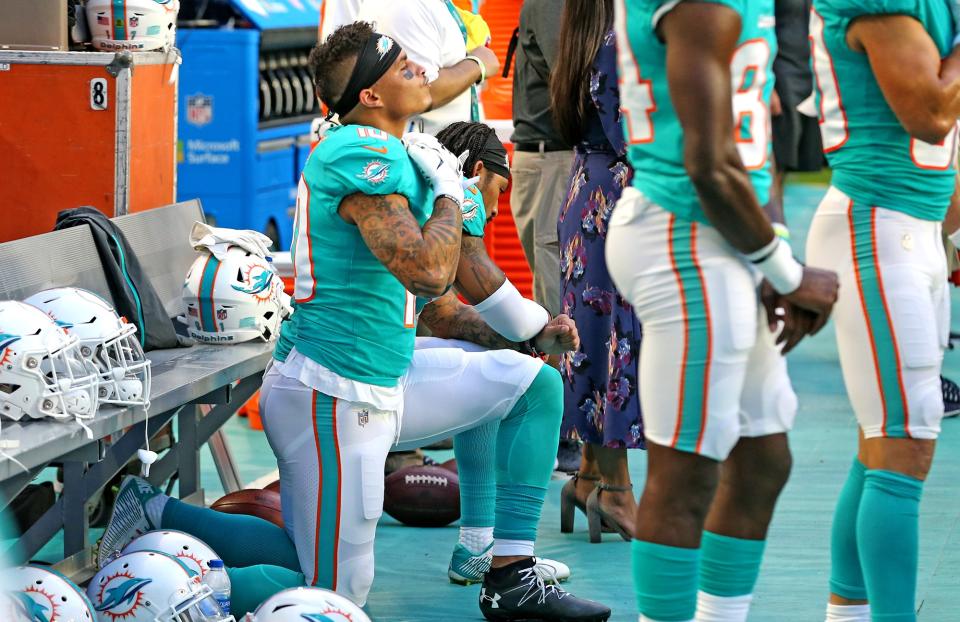 It’s a fresh season for reactions to NFL anthem protests. (Getty Images)