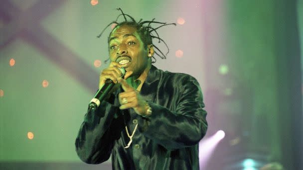 PHOTO: Coolio, winner of best International hip hop act, performs at the 1997 MOBO Awards, in London New Connaught Rooms, London, Nov. 10, 1997.  (Jmenternational/Getty Images, FILE)