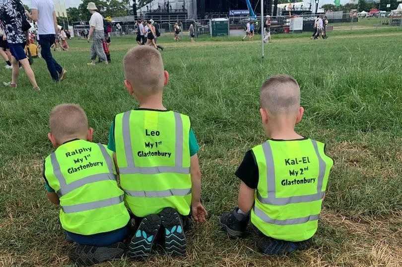 Donna Reid's children Leo, Kal-El and Ralphi (mis-spelled on the jacket) all have high-vis with contact details on the front and their names on the back