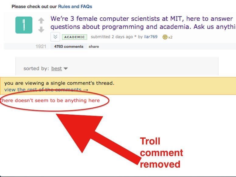 Reddit Troll comment removed