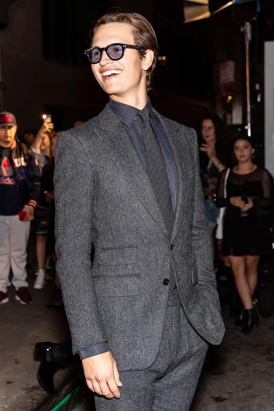 Also at the Tom Ford show: <em>The Goldfinch</em>’s Ansel Elgort. 