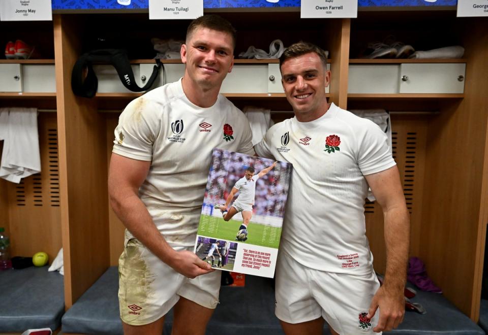 George Ford (right) and Owen Farrell are good friends but rivals for the fly half shirt (Getty Images)
