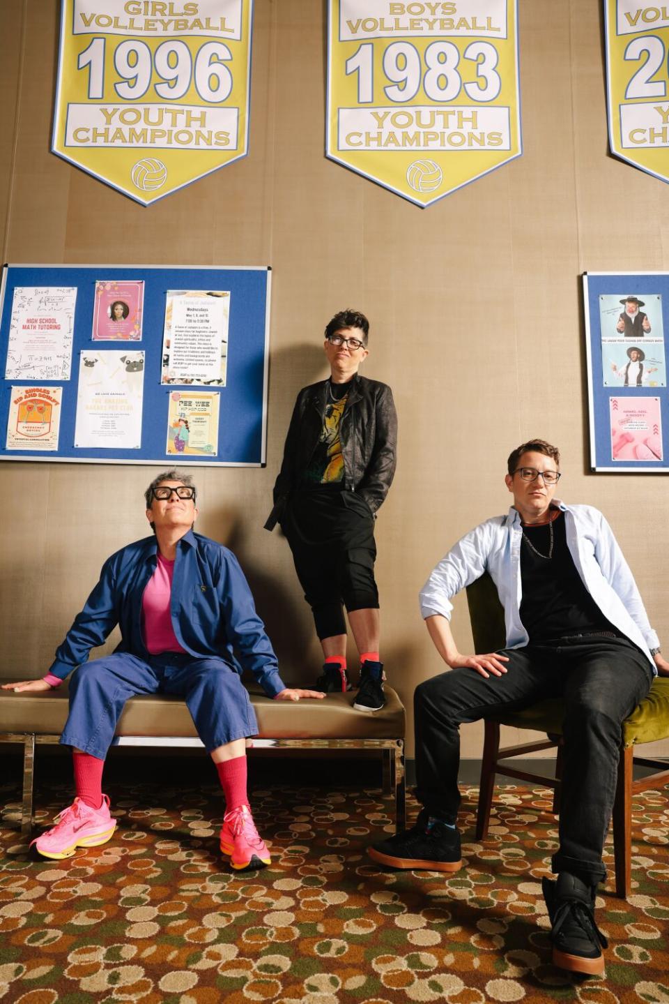 Joey Soloway, Faith Soloway and MJ Kaufman, seated and standing