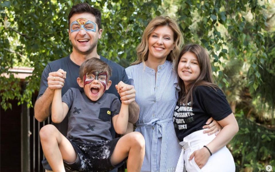 Mr Zelensky and his family, in an image shared on Instagram by his wife Olena - Instagram