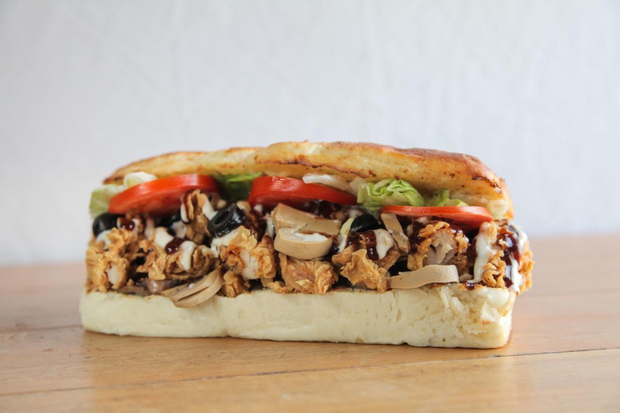 Fried Chicken foot long sub sandwich