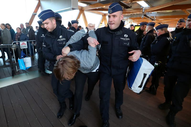 Extinction Rebellion protest at Brussels Motor Show