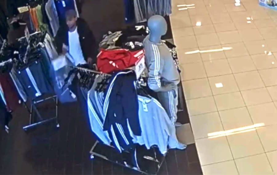 Police are searching for a suspect who stole thousands of dollars worth of merchandise from a Macy's store in Orange County on Dec. 15, 2023. (Santa Ana Police Department)