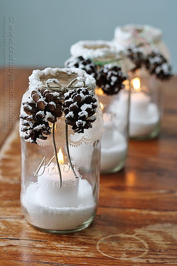 Snowy Pinecone Candles