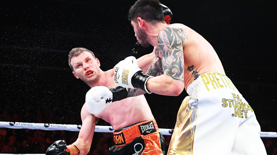 Michael Zerafa, pictured landing a blow against Jeff Horn.