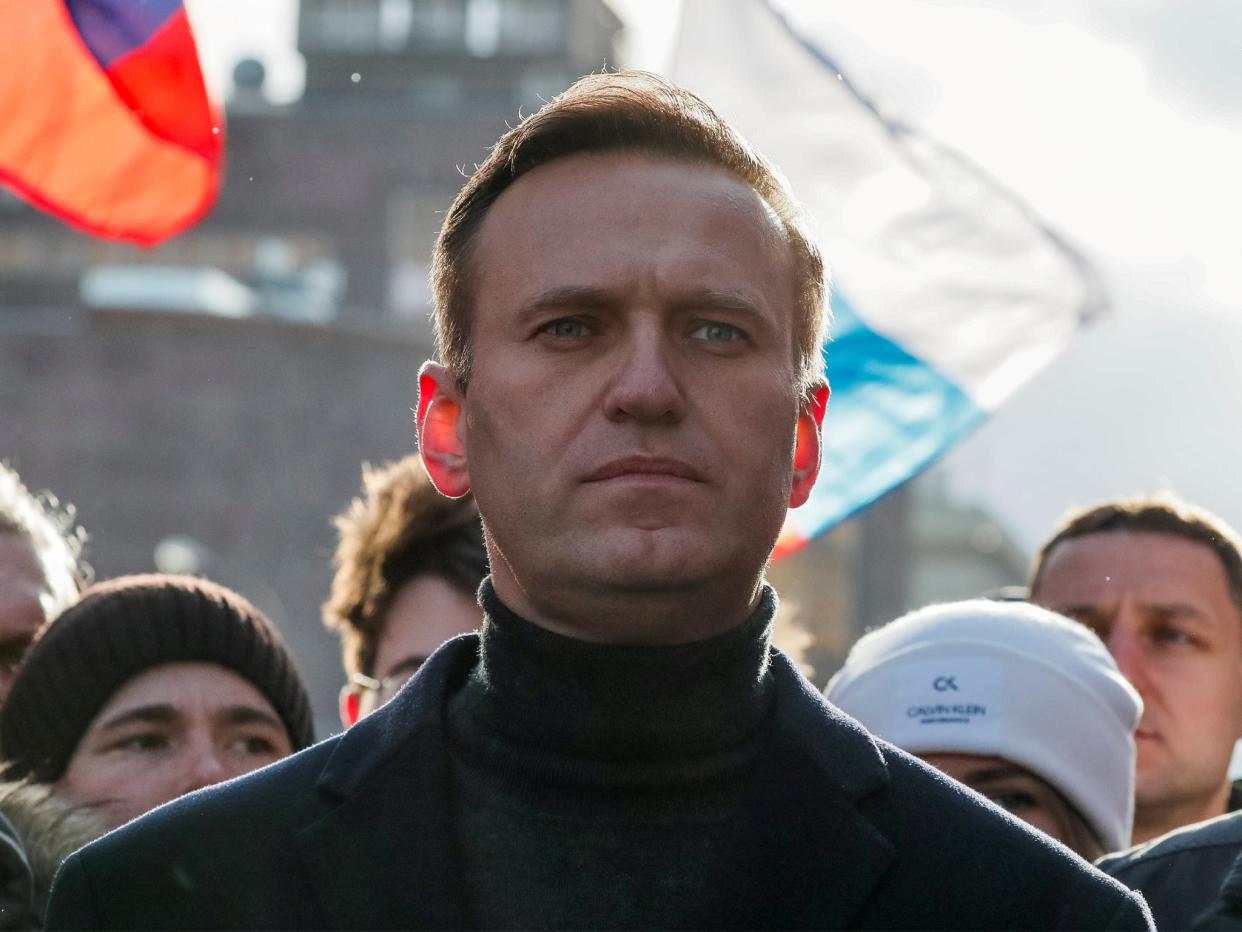 Alexei Navalny takes part in a rally to protest against proposed amendments to the country's constitution, in Moscow, Russia February 29, 2020 (Shamil Zhumatov/ Reuters)