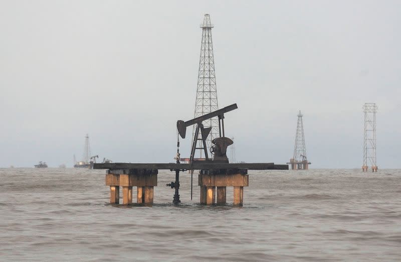 Oil rig on Lake Maracaibo, in Cabimas