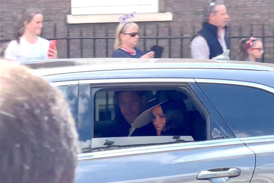 The pair were later seen in a car (Emily Sevenoaks/via REUTERS)