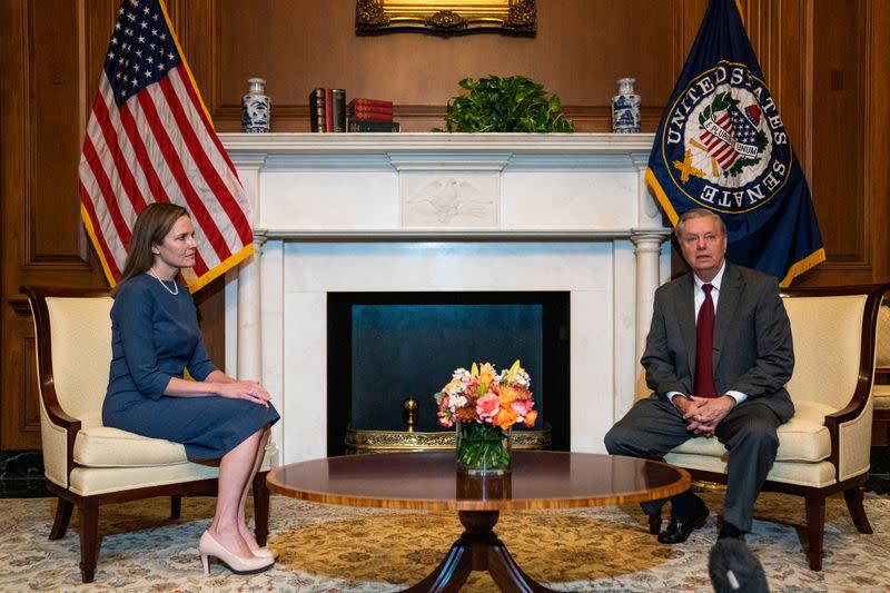 Judge Amy Coney Barrett meets with U.S. Senator Lindsey Graham, in Washington