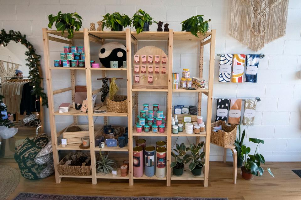 Products line the shelves of the Indie Gift House.