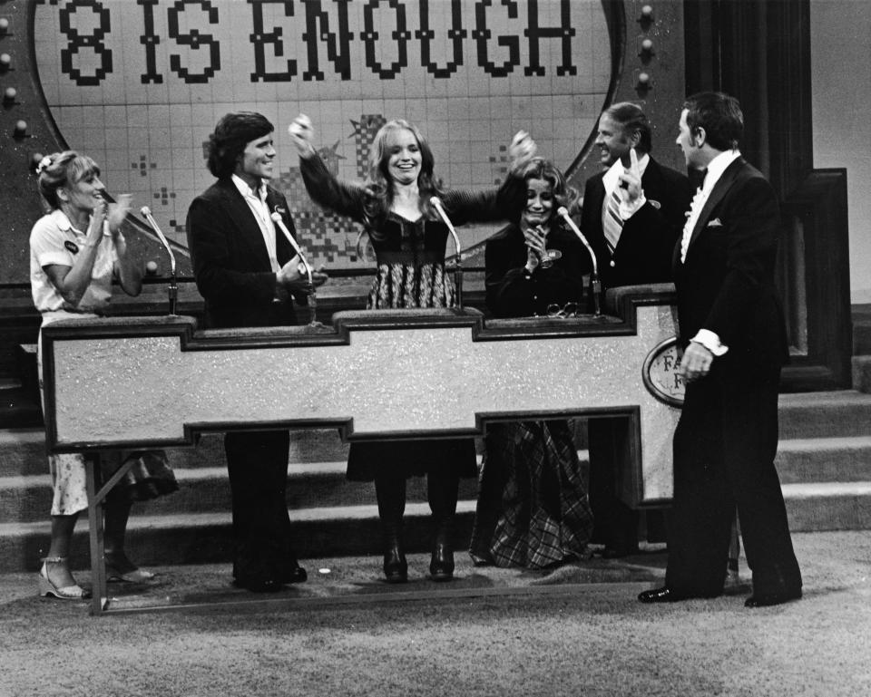 Richard Dawson on the set of 'Family Feud'