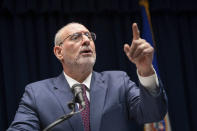 U.S. Attorney Andy Luger today announces a significant COVID-related fraud case based in Minnesota Tuesday, Sept. 20, 2022 Minneapolis, Minn. (Glen Stubbe/Star Tribune via AP)
