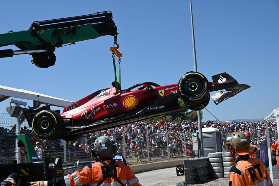 Leclerc lost control on lap 18 and exited the race (AFP/Getty)