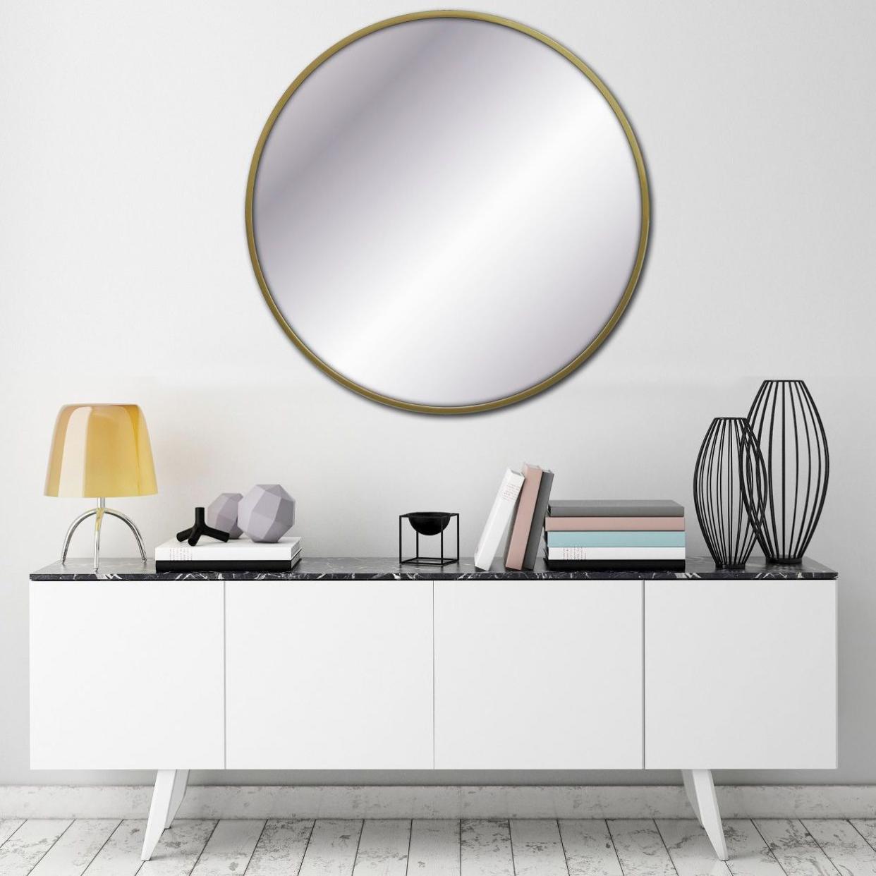project 62 round decorative brass wall mirror