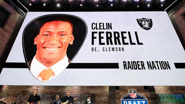 DE Clelin Ferrell celebrates being picked No. 4 at his home