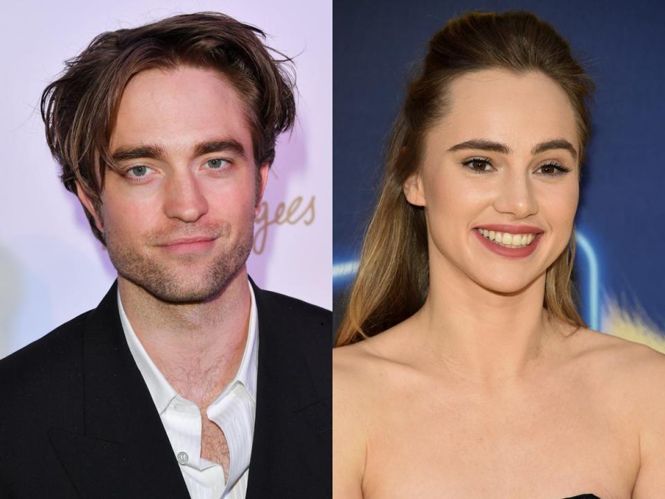 On the left: Robert Pattinson in May 2019. On the right: Suki Waterhouse in May 2019.