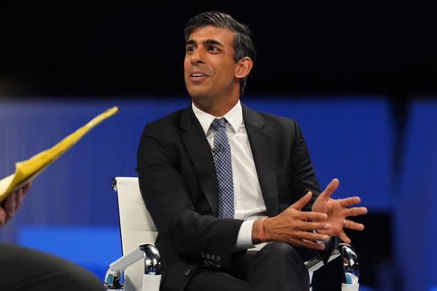 Conservative leadership candidate Rishi Sunak speaking at a hustings event at the Pavilion conference centre at Elland Road in Leeds. (Photo: Owen Humphreys via PA Wire/PA Images)