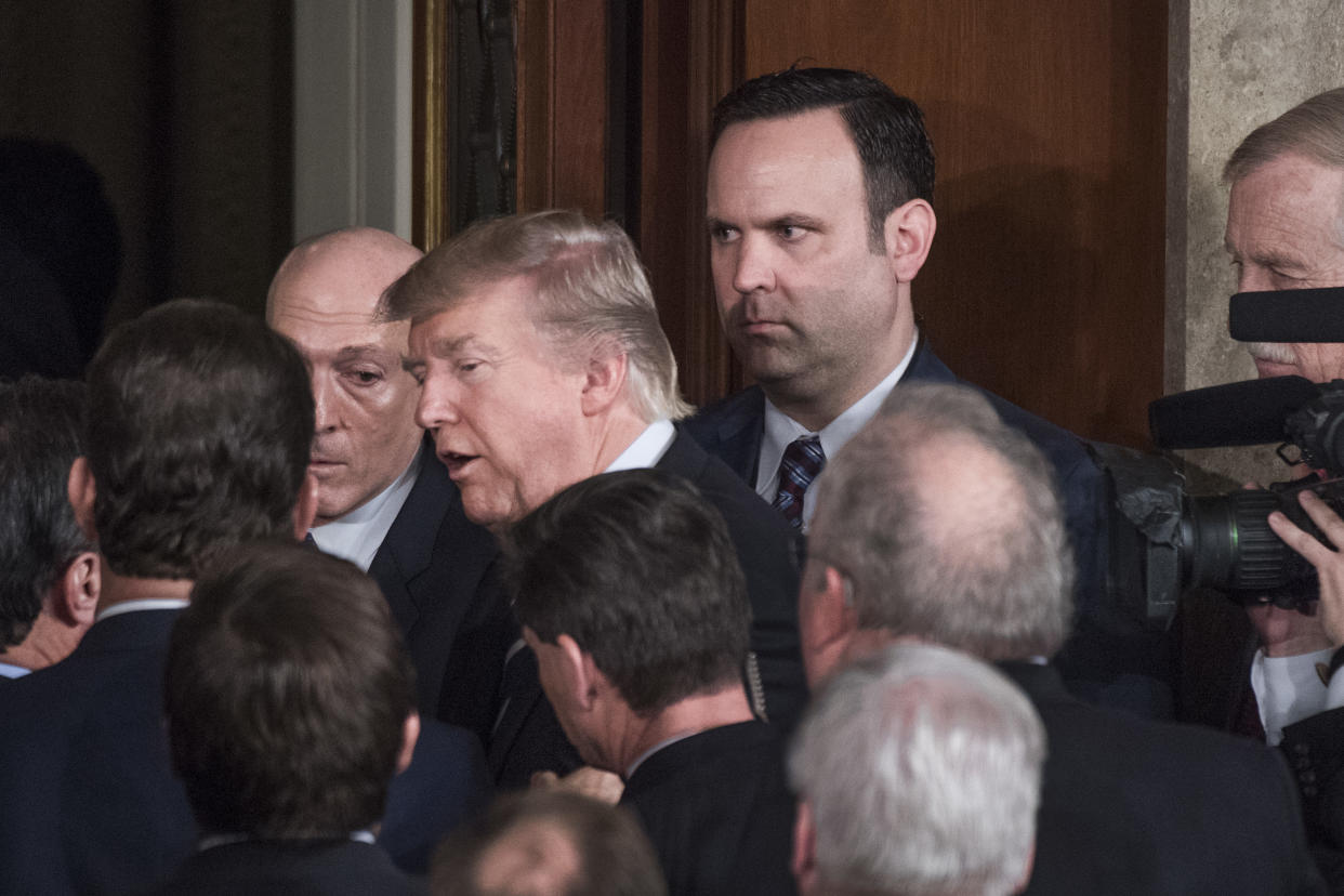 Dan Scavino with President Donald Trump after the president addressed a joint session of Congress on Feb. 28, 2017. (Photo: Tom Williams via Getty Images)