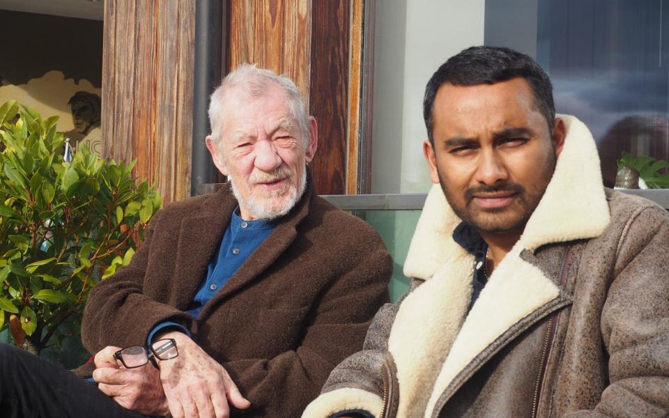 Amol Rajan with recent interviewee Ian McKellen - BBC