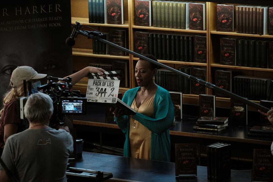 Marianne Jean-Baptiste during filming.