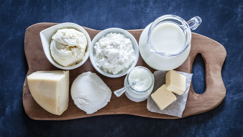 A plate of soft cheese with yogurt and mascarpone.