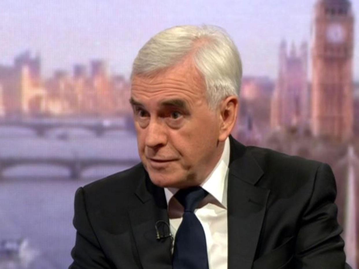 Shadow Chancellor John McDonnell was among those who voted with the government against the amendment: BBC One/The Andrew Marr Show